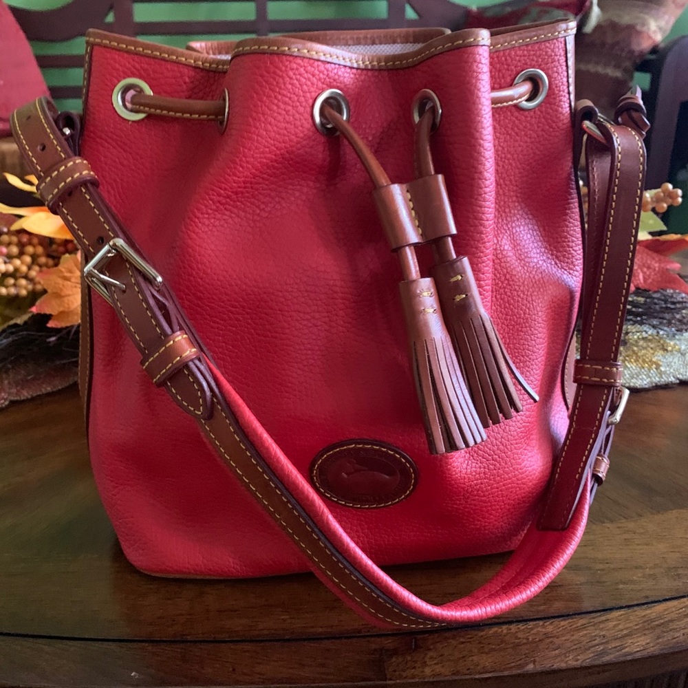 Dooney & Bourke Deep Orange Leather Bucket Bag